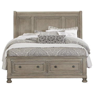 Bradway Rustic Cal King Sleigh Platform Bed with Storage Natural