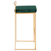 LumiSource Fuji Barstool, Gold With Green Velvet, Set of 2