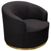 Raven Chair in Black Suede Velvet w/ Brushed Gold Accent Trim by Diamond Sofa