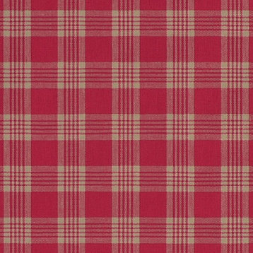 Radish Red Plaid Print Upholstery Fabric