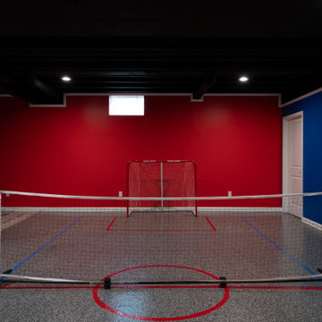 Finished Basement with Pickleball Court in Northville, MI