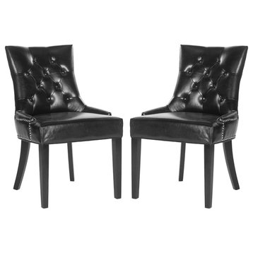 Safavieh Harlow Tufted Ring Chairs, Set of 2, Black, Leather