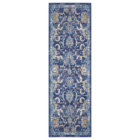 Nourison Grafix 2'3" x 7'6" Navy Vintage Indoor Area Rug