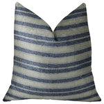 Plutus Brands - By meadow Navy and Cream Handmade Luxury Pillow, 16"x16" - Bring this eye-catching, edgy and sumptuous statement piece to your room. Add a great conversational piece in the house with this plutus by meadow navy and cream handmade luxury pillow. The fabric is a blend of Polyester and Acrylic.