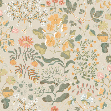 Groh Apricot Floral Wallpaper Sample