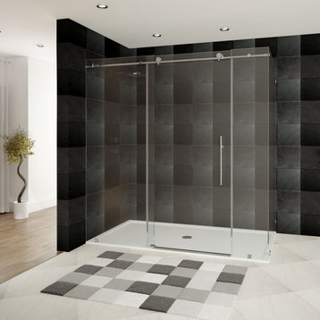 Shower Enclosure with Sliding Door, Brushed Nickel