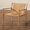 Tropical Accent Chair, Oak Frame With Synthetic Yarn Seat and Square Arms, Beige