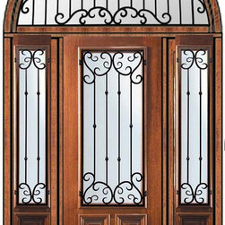 Prehung Side lights-Transom Door 96 Wood Mahogany Valencia 2/3 Lite - Front Doors