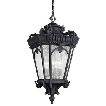 4 light Outdoor Hanging Pendant - 33.5 inches tall by 17 inches wide-Textured