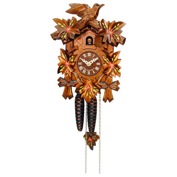 Red Flowers Engstler Weight-Driven Cuckoo Clock- Full Size