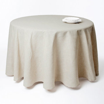 Classic Linen Blend Tablecloth, Natural, 90" Round
