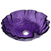 Purple Free Form Wave Glass Vessel Sink for Bathroom, 16.5 Inches, Round