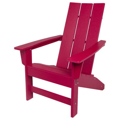 Shoreside Modern Outdoor Patio Adirondack Chair, Red