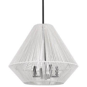 Valentina 4-Light Pendant With Bleached White Raphia Rope Shade