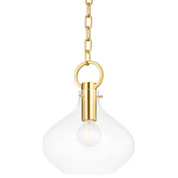 Hudson Valley Lina 1-Light Small Pendant, Polished Nickel/Clear, BKO252-PN