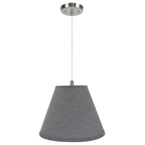 71259-11 One Hanging Pendant Ceiling Light with Transitional Drum Fabric Lamp Shade Aspen Creative 8 Width Grey & Black