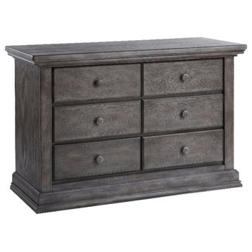 Pemberly Row Double Transitional Wood Dresser in Distressed Granite Gray