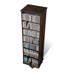 Prepac Two Sided Spinning Tower in Espresso - Media Racks And Towers