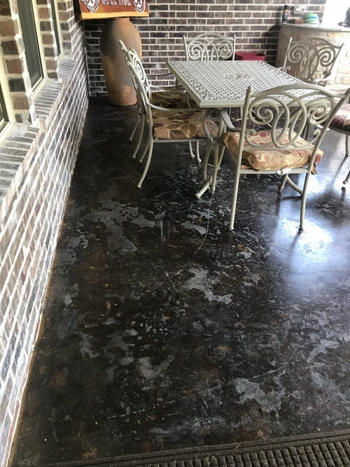 Stained concrete porch always looks dirty!