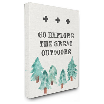 "Go Explore The Great Outdoors Tree" 24x30, Large Stretched Canvas Wall Art