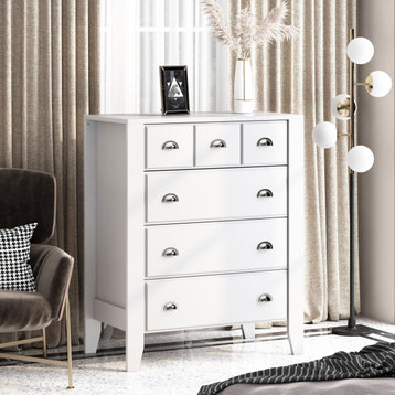Cleary Contemporary Faux Wood 4 Drawer Dresser, White