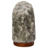 Himalayan Crystal Rock Gray Natural Shape Medium Salt Lamp, Wood Base