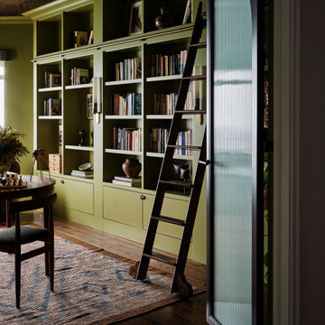 Eclectic Library in Chicago Vintage Condo
