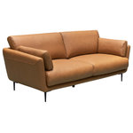Abbyson - Cameron 100% Top Grain Leather Sofa, Camel - Refined luxury comes to mind when designing the Cameron Leather Sofa. Featuring soft, clean lines and iron accents. Cameron's comfortable bench-style seats, plush side bolsters, and rich top grain leather will infuse luxury into yourliving space.