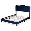 Cassy Modern Contemporary Glam Velvet Upholstered Panel Bed, Navy Blue, Full