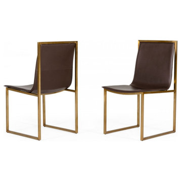 Modrest Dalton Modern Brown Leatherette Dining Chair, Set of 2