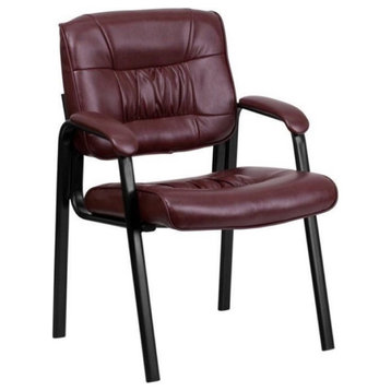 Scranton & Co Leather Guest Chair with Black Frame in Burgundy