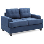 Glory Furniture - Soledad Love Seat, Navy Blue Suede - Tufted Seat, Pocket Coil Springs and Compact Design Make this A Perfect Seating System for any Room. Perfect For Small Apartments, Dorms and RVs. Available in a choice of colors and fabrics. Choose From Sofas, Loveseats, Chairs, Ottomans and Even a Sectional! easy Assembly and Delivery
