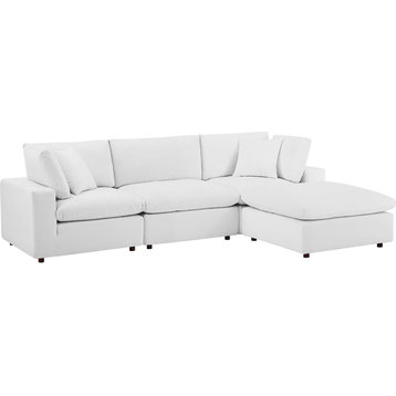 Wheatland Down Filled Overstuffed 4 Piece Sectional Sofa - White