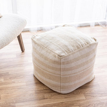 Barcelona Stripe Pouf - Natural