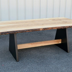 Live Edge Ash Table with Modern Style Base - Table Tops And Bases