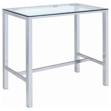 Coaster Contemporary Rectangular Glass Top Pub Table in Clear