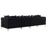Meridian Furniture - Tremblay Velvet Upholstered 4-Piece Modular Sofa, Black - Lean back and relax on this Tremblay sofa. Featuring soft black velvet upholstery with deep button tufting, this sofa adds a bold touch to any living space. A complete set of gold and chrome legs are included, so you can change it up to suit your home decor. This sofa is modular, so you can create infinite configurations with it, which are easily attached using the latch underneath the frame. Its contemporary design is perfect for the modern home.