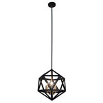 Dainolite - Arcturus 3-Light Chandelier, Matte Black, Antique Brass - Brighten your entryway or dining space with the 3-Light Matte Black Chandelier. This cool geometric chandelier is made from matte black steel with antique brass accents. Display it in a contemporary-style home as a striking accent piece.