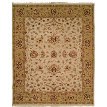 Sierra Flatweave Hand-Knotted Rug, Ivory and Gold, 12'x18'