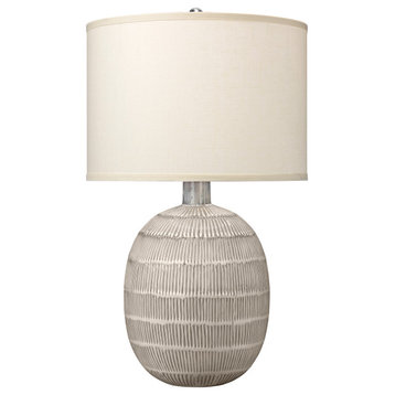 Prairie Table Lamp, Beige and Off White Patterned Ceramic
