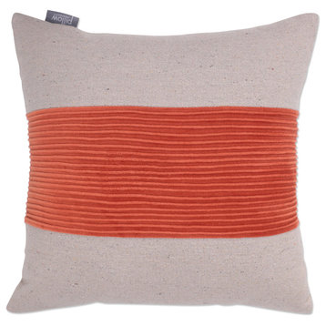 Throw Pillow, Wide Pleated Velvet Stripe Burnt Orange, 18" x 18"