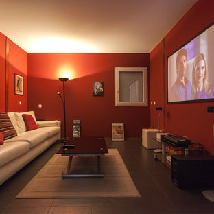 Inspiration for a contemporary home theater remodel in Toulouse