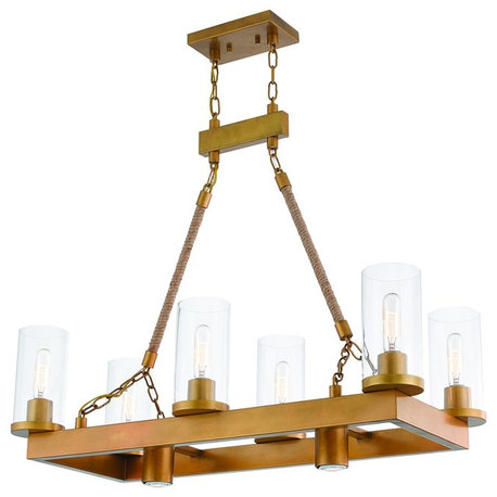 Livex Lighting Metuchen Light Linear Chandelier, Aged Gold
