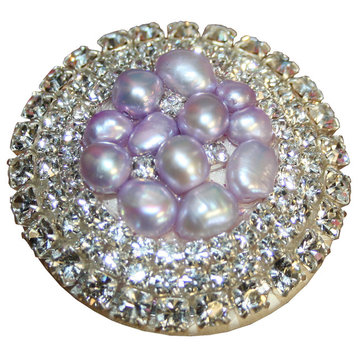 Lavender Glamour Knob, 1.75", Silver Glam