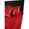 Hand-Embroidered 7-Piece Duvet Cover Set, Scarlet Red, Queen