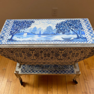 Painted antique tea cart