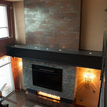 Industrial Downtown Condo Fireplace