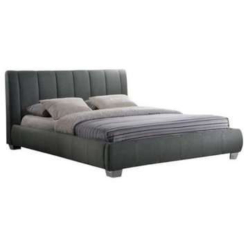 Baxton Studio Marzenia Upholstered Queen Low Profile Bed in Gray