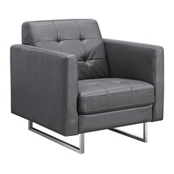 Whiteline - Giovanni Gray Faux Leather Upholstered Armchair - Bar Stools And Counter Stools