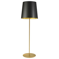 Estella Two-Tone Floor Lamp with Fabric Shade in Matte Black/Brass/Black -  Contemporary - Floor Lamps - by BisonOffice